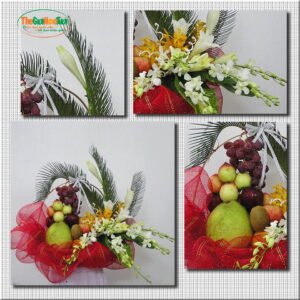 Giỏ hoa và trái cây tươi