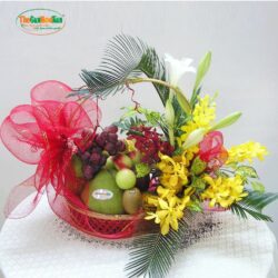 Giỏ hoa và trái cây tươi thiết kế sang trọng
