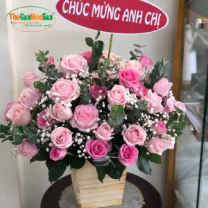 Giỏ hoa hồng - Mây Hồng